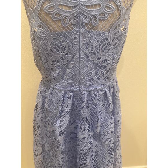 Self Portrait Dress Sleeveless Lace Midi Lilac/Blue size US 12 **waist altered** - Picture 5 of 7